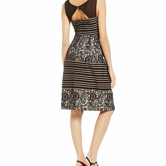 Black Lace Nude Illusion Midi Dress 16 NWT - Picture 2 of 7